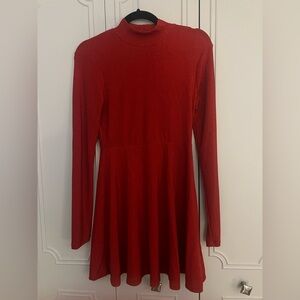 Wilde Fable Elegant Red Long Sleeve Dress